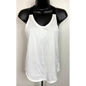 Nike Dri-Fit Elastika Tank Top Size XS White Black Just Do It Racerback